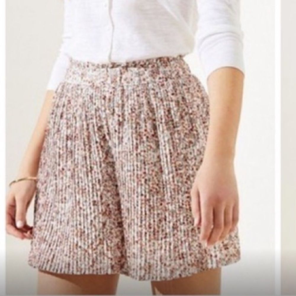 LOFT Pleated Skort in White and Orange Mini Floral